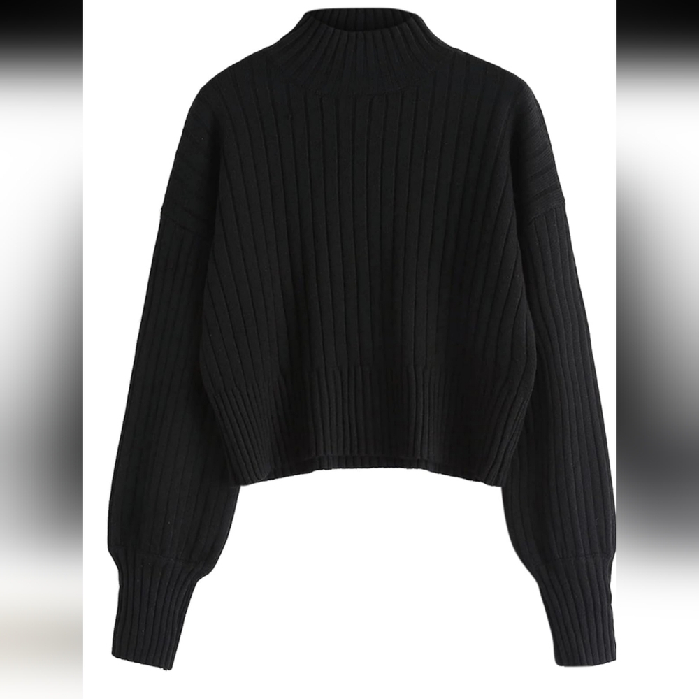 ZAFUL Mock Neck Sweater, Size XL BLACK